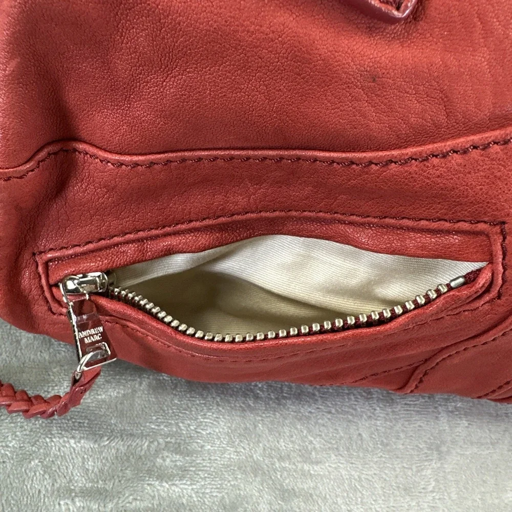 Andrew Marc Hobo Bag Purse Red Leather Distressed Rebel Sydney